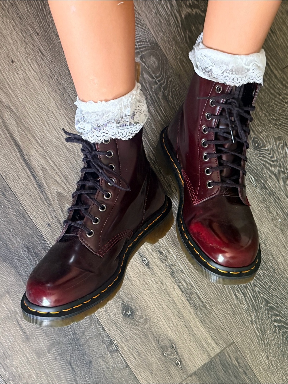 Dr. Martens Women's Burgundy Lace-Up Leather Boots - Picture 8 of 8